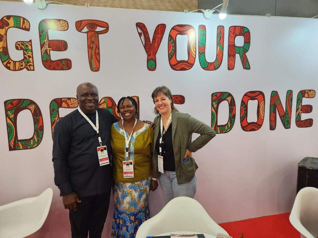 With fellow Ambassadors: Asare Yamoah (Ghana) and Stephanie Hirsbrunner (Germany) at the Rights Cafe.